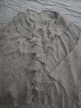 Cato Light Pale Sheer Green Pleated Cover Up